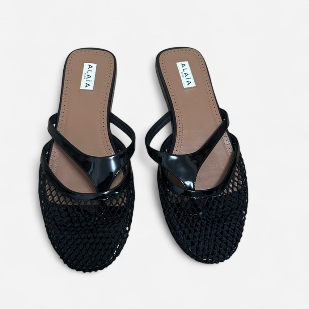 Luxury Alaia fishnet sandal